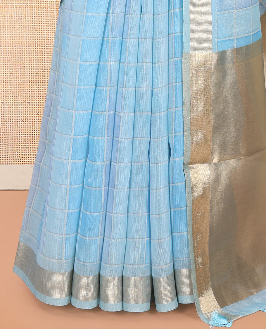 Sky Blue Linen Saree