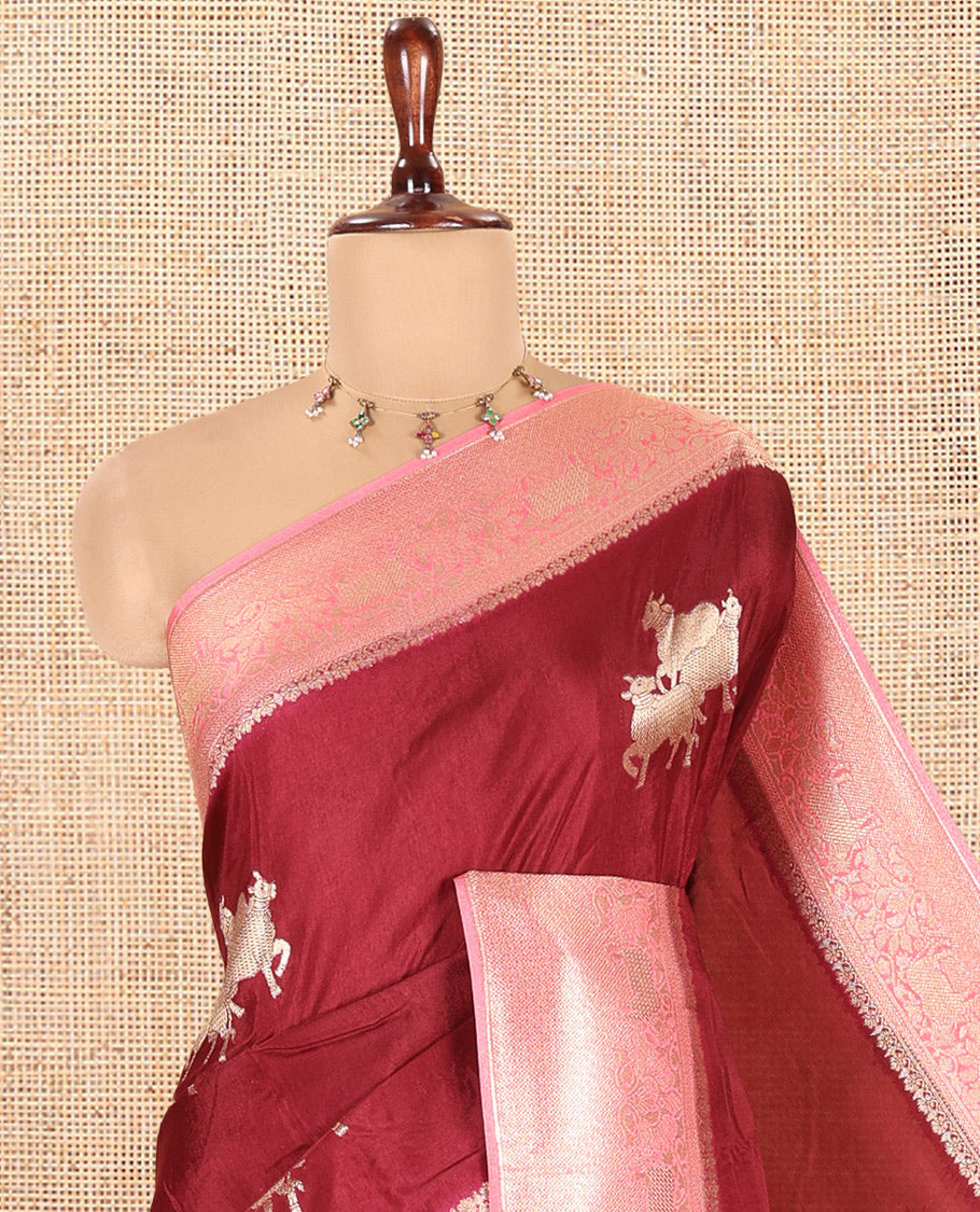 Coffee Brown Semi Raw Silk Saree