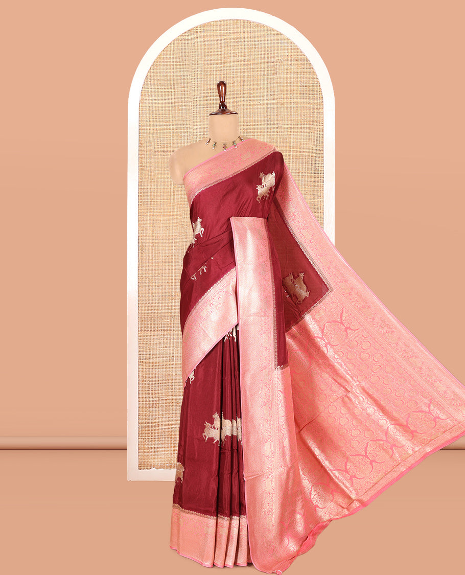 Coffee Brown Semi Raw Silk Saree