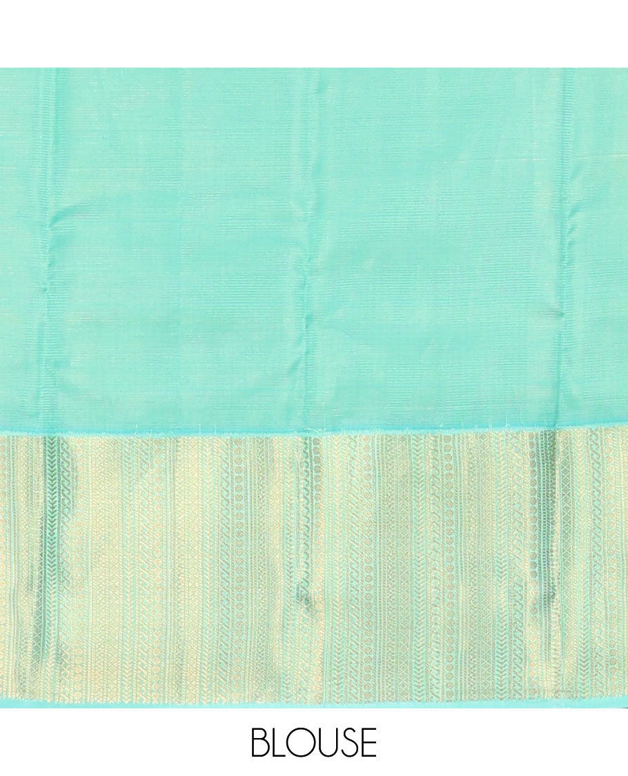 Blue zari design vasundhara elite silk saree, contrast zari geometric patterned border & intricate pallu