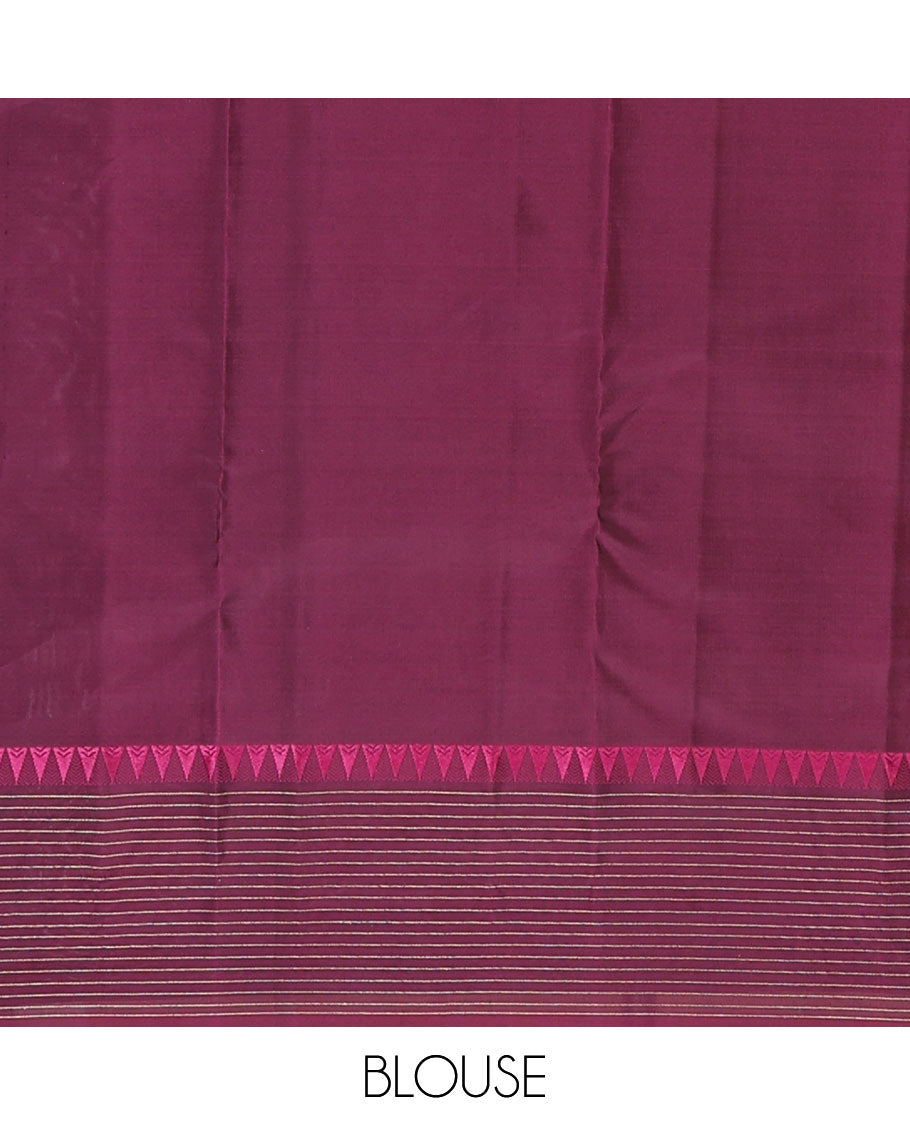 Green zari buttas Vasundhara elite silksaree, contrast border of rekku & strip design & muthu striped pallu