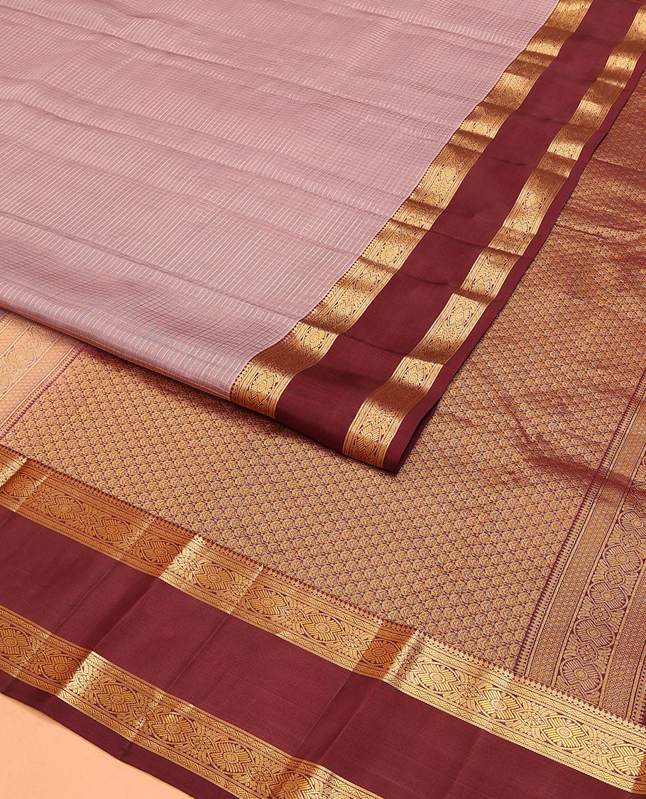 Pink Vasundhara Lite Silk Mix Saree, Adorned with Zari Checks on Its Body, Complemented by a Contrast Rettai Pettu Border of Traditional Designs, Intricately Designed Pallu, and Paired with a Contrast Blouse