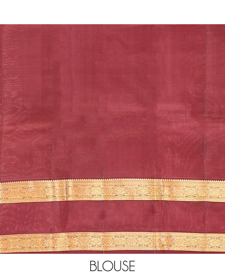 Pink Vasundhara Lite Silk Mix Saree, Adorned with Zari Checks on Its Body, Complemented by a Contrast Rettai Pettu Border of Traditional Designs, Intricately Designed Pallu, and Paired with a Contrast Blouse