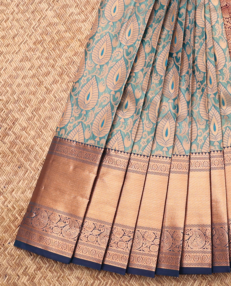 Blue Budget Silk Saree, Adorned with Jacquard Design, Contrast Traditional Zari Border, Grand Jaal Pallu, and a Contrast Blouse