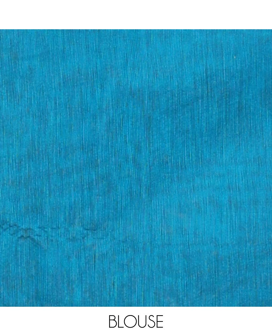 Borderless blue zari stripes semi-silk cotton saree, zari design pallu