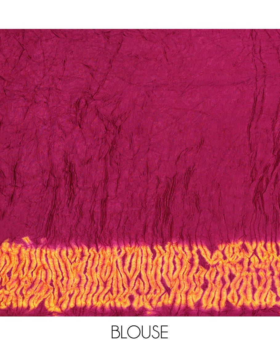 Borderless Wine Bandhani Dola Silk Saree
