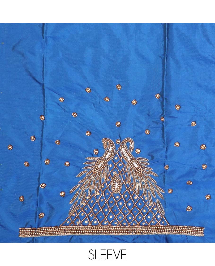 Blue aari embroidered material blouse