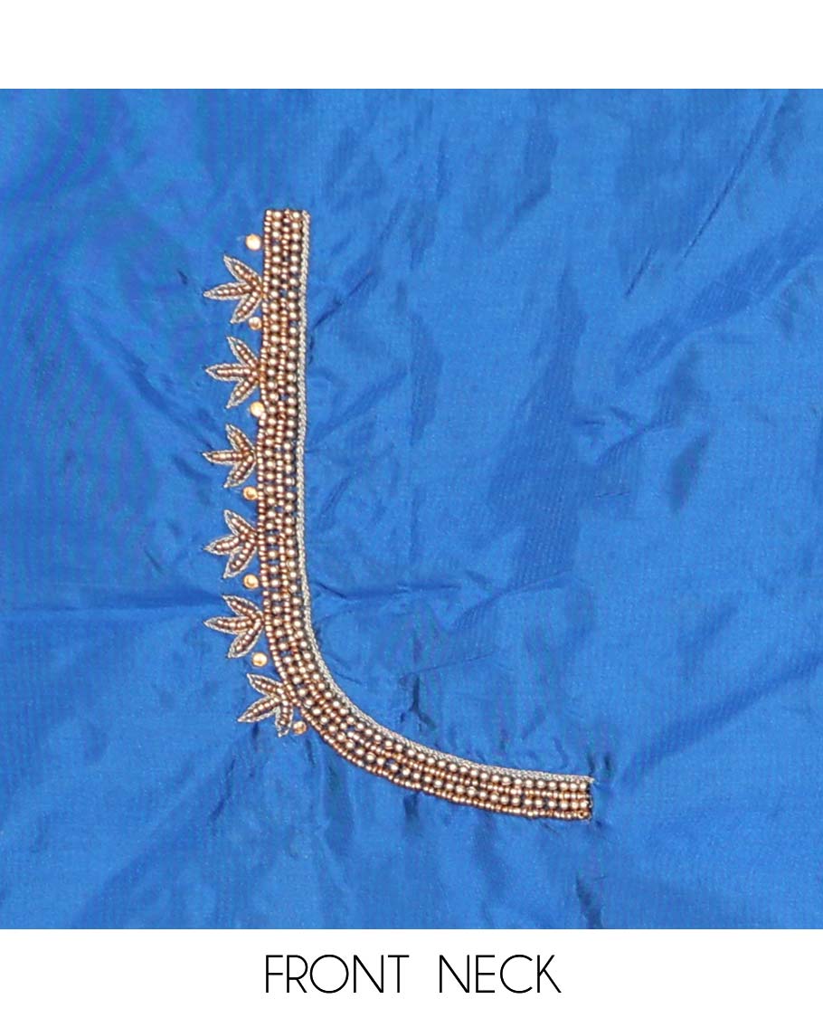 Blue aari embroidered material blouse