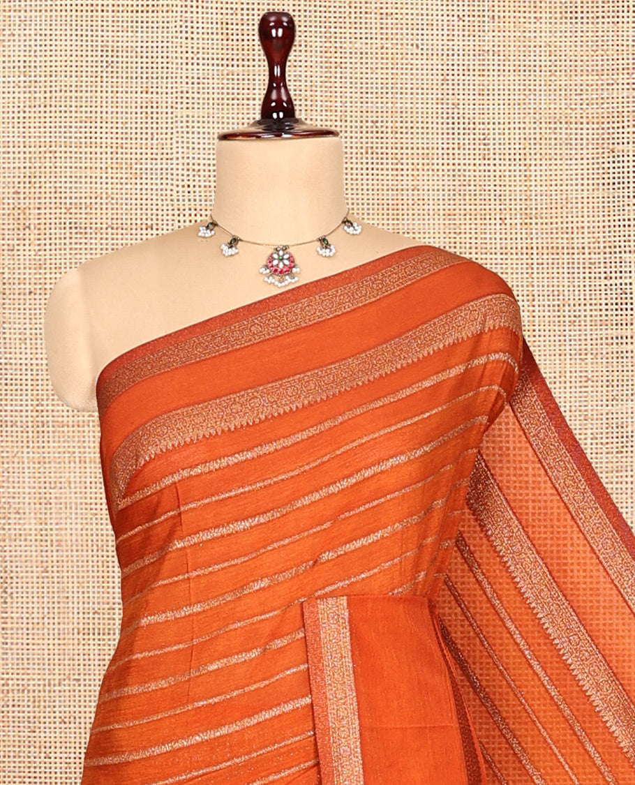 Orange Fancy Crepe Saree