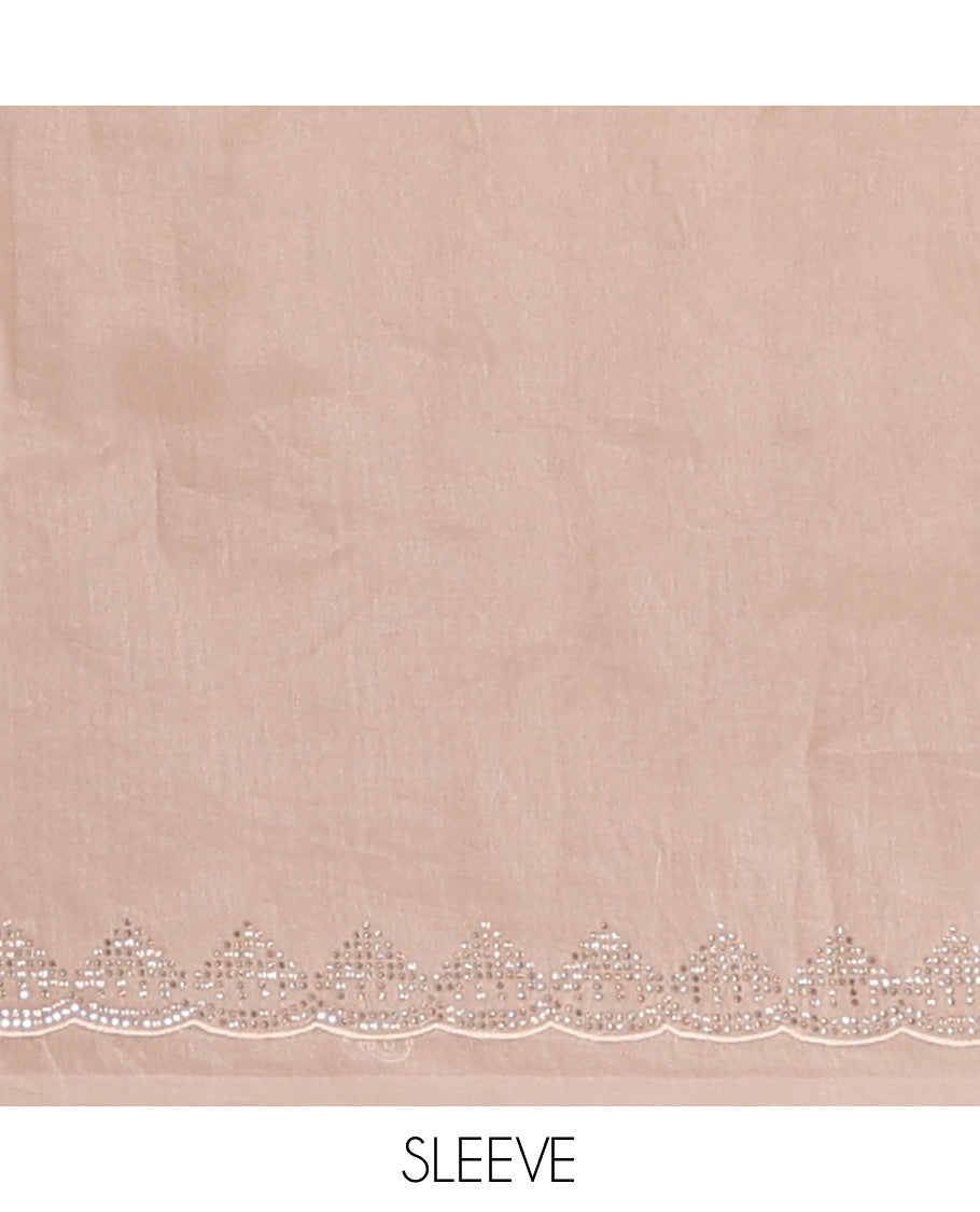 Gold Turkey Organza Saree, Adorned with Abstract-Style Gold Thread Work, Swarovski Stonework Border, and Matching Blouse