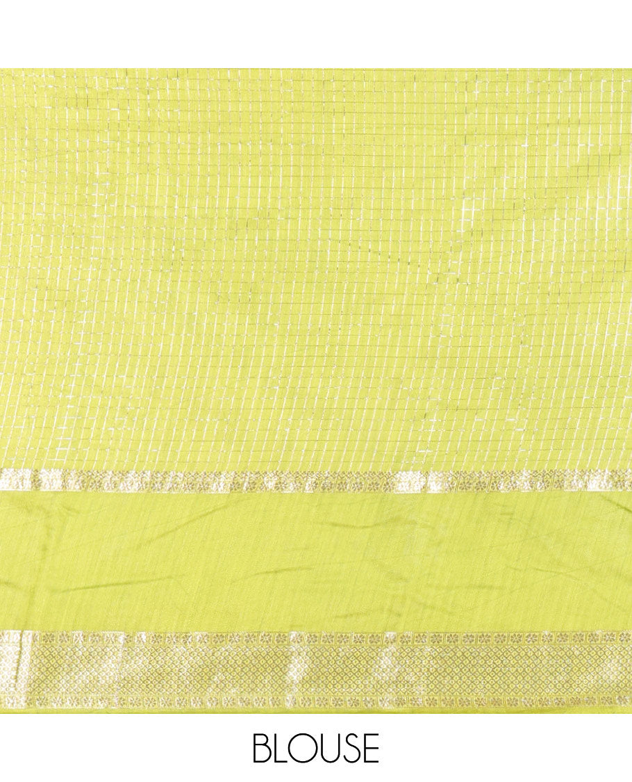 Violet zari checked Assam cotton saree, contrast traditional zari design border, zari design pallu, and a contrast zari design blouse