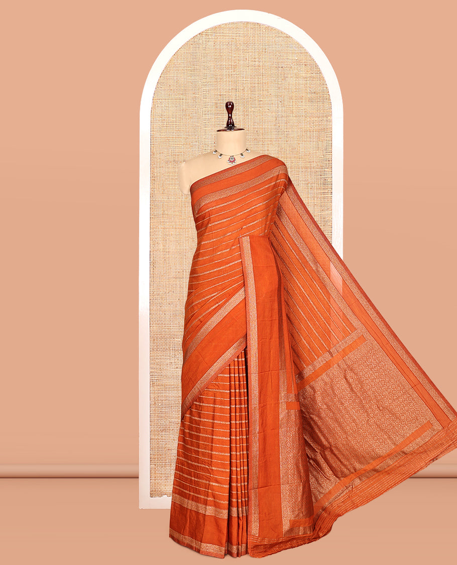 Orange Fancy Crepe Saree