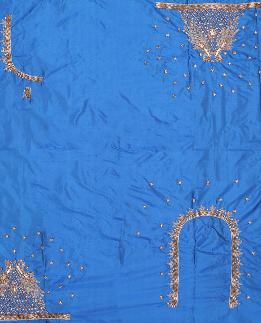 Blue aari embroidered material blouse