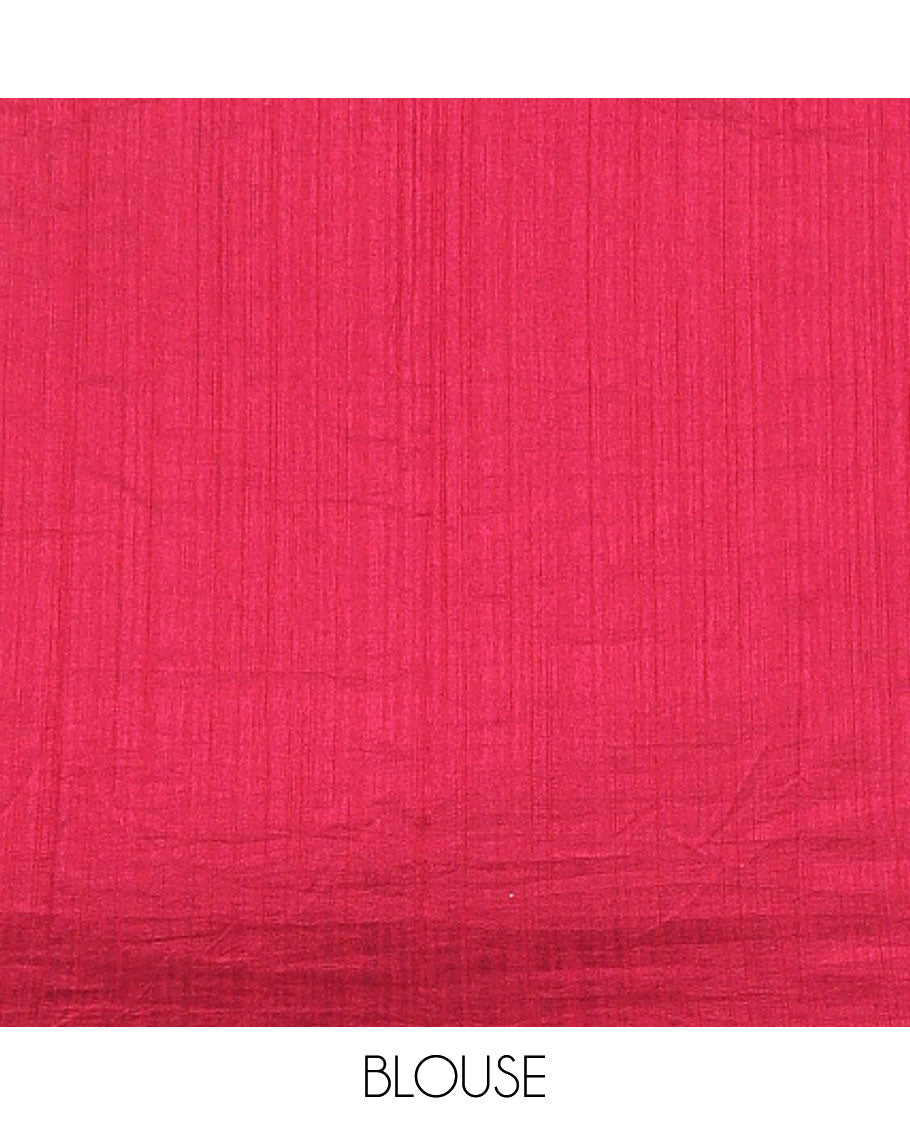 Light grey rose motifs kamala silk saree with contrast plain blouse