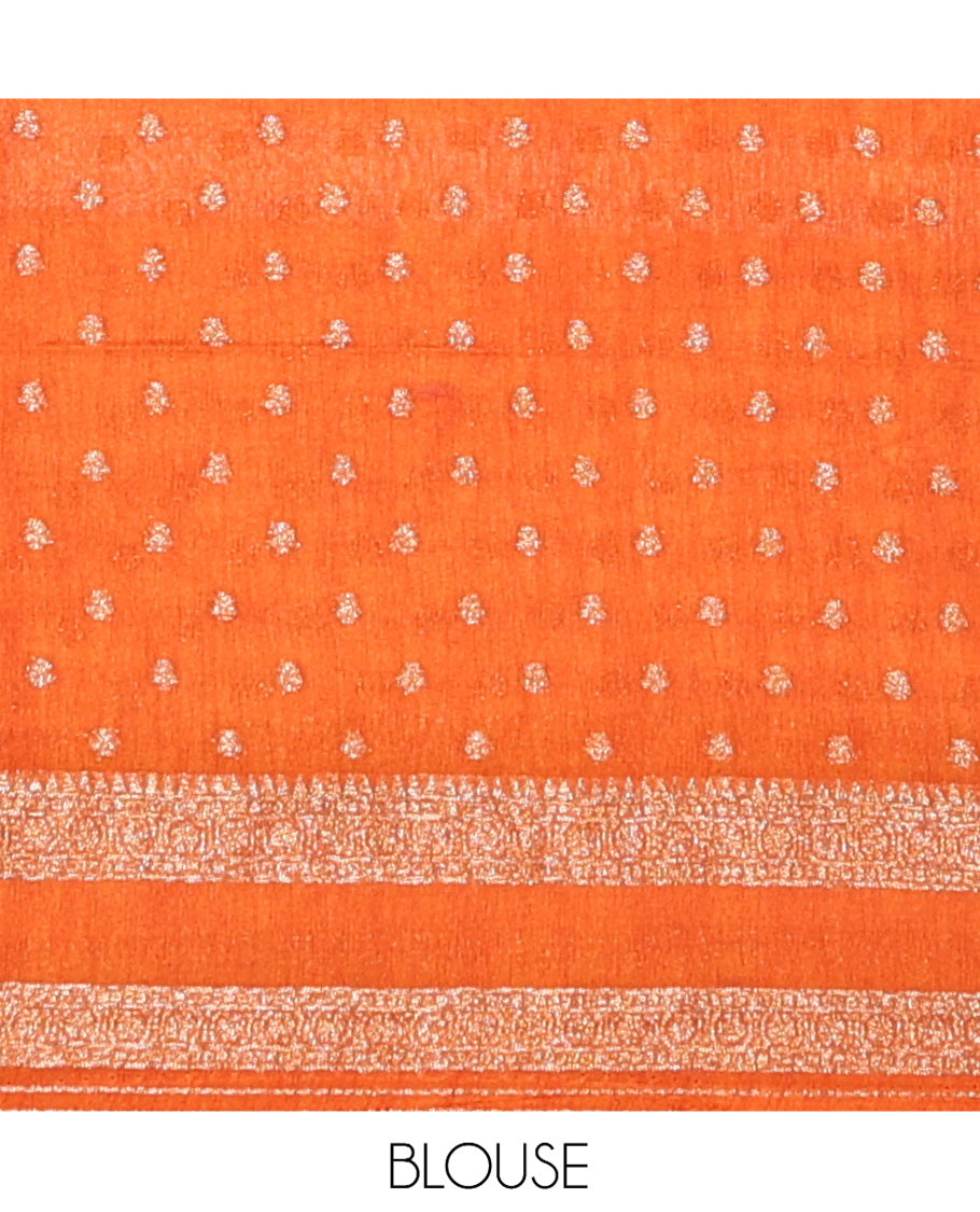 Orange Fancy Crepe Saree