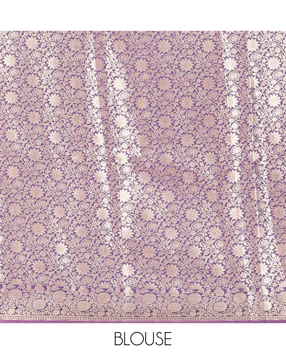 Borderless Purple Chanderi Cotton Saree, Grand Intricately Designed Pallu, and a Matching Blouse