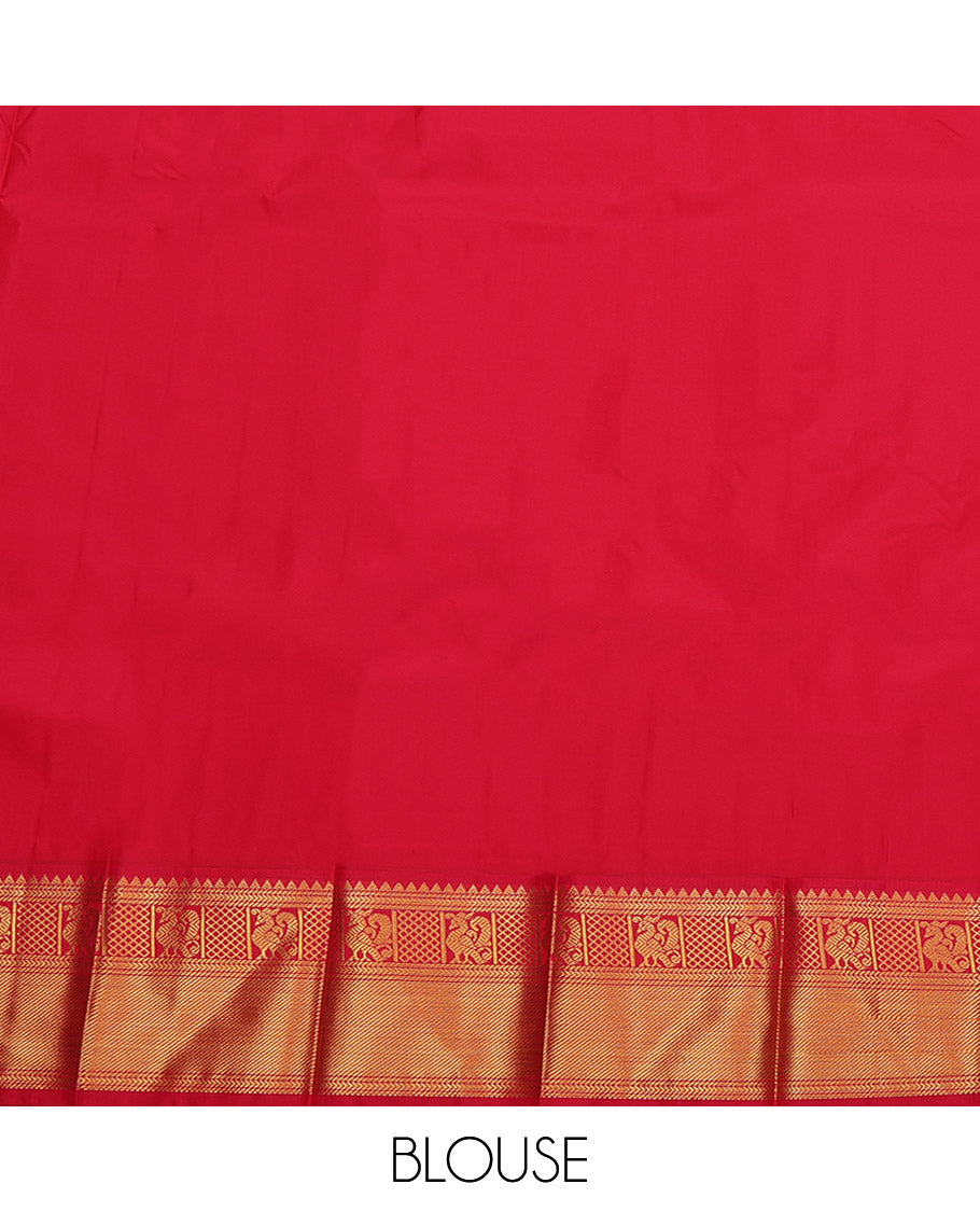 Yellow Budget Silk Saree, Sparsely Woven with Zari Butta Enclosed Checks, Complemented by Contrast Tradittional Zari Border, Grand Pallu, and a Contrast Blouse