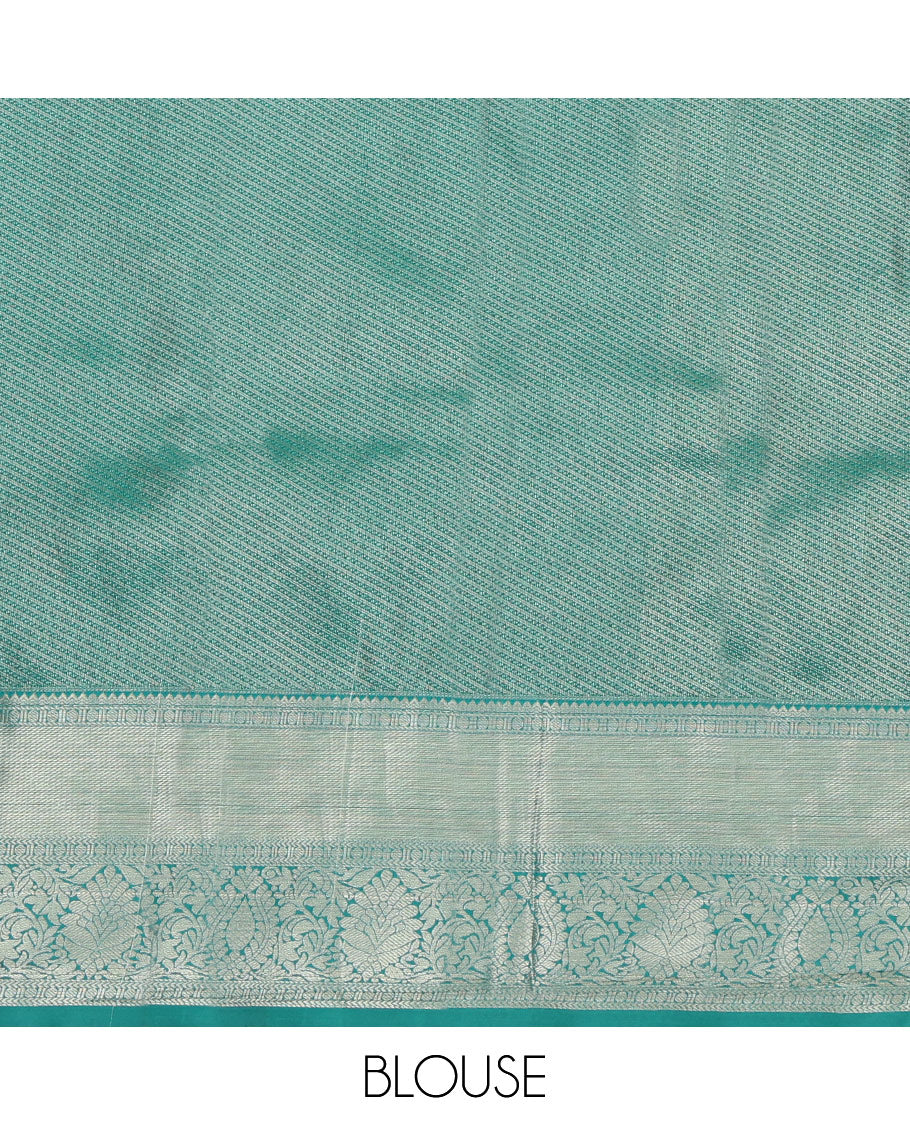 Rust Orange Budget Silk Saree, Masterfully Woven with Meena Buttas All Over Its Body, Complemented by a Contrast Traditional Zari Design Woven Border, Majestically Detailed Pallu of Jaal Designs, and Paired with a Contrast Blouse