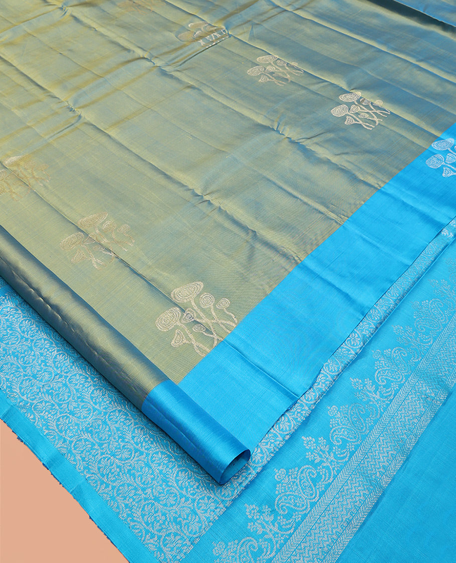 Blue-Green Mayuri Lite Silk Mix Saree