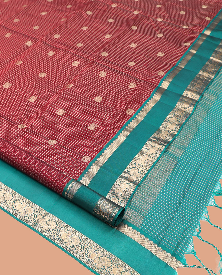 Red Mayuri Lite Silk Mix Saree