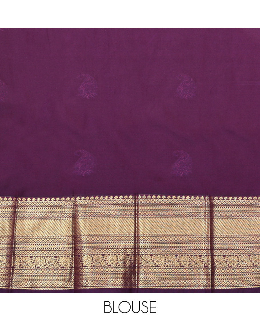 Blue Budget Silk Saree, Woven with Zari Buttas, Complemented by a Contrast Traditional Zari Border, Grand Pallu, and a Contrast Blouse