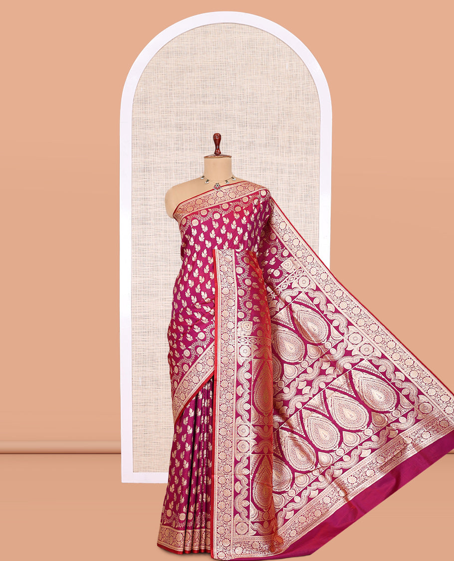 Magenta Banaras Nylon Saree