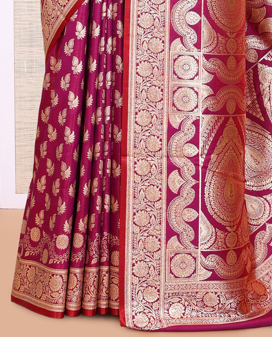 Magenta Banaras Nylon Saree