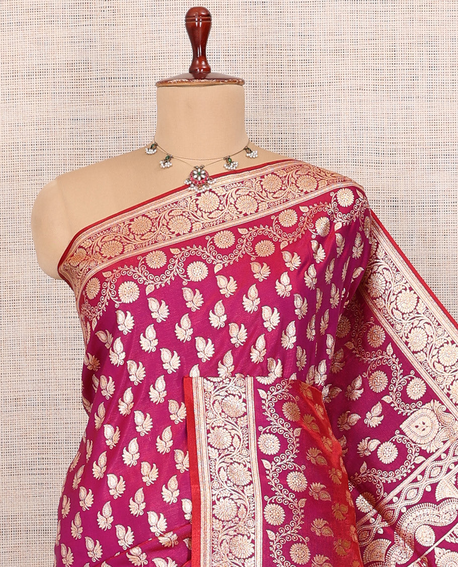 Magenta Banaras Nylon Saree