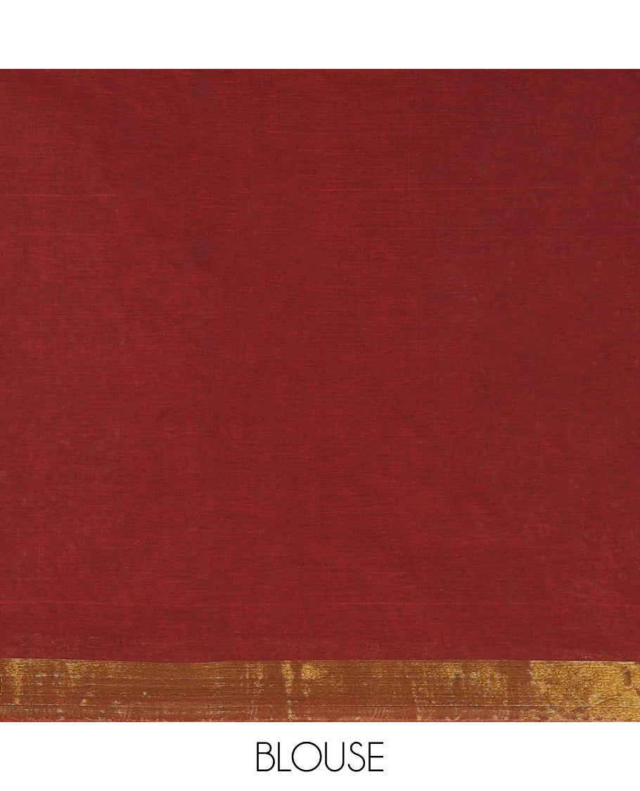 Maroon Jute Cotton Saree