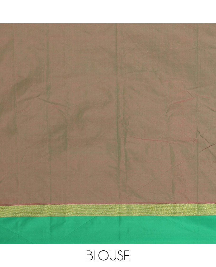 Red thread butta semi soft silk saree with satin border & lining pallu along with plain blouse