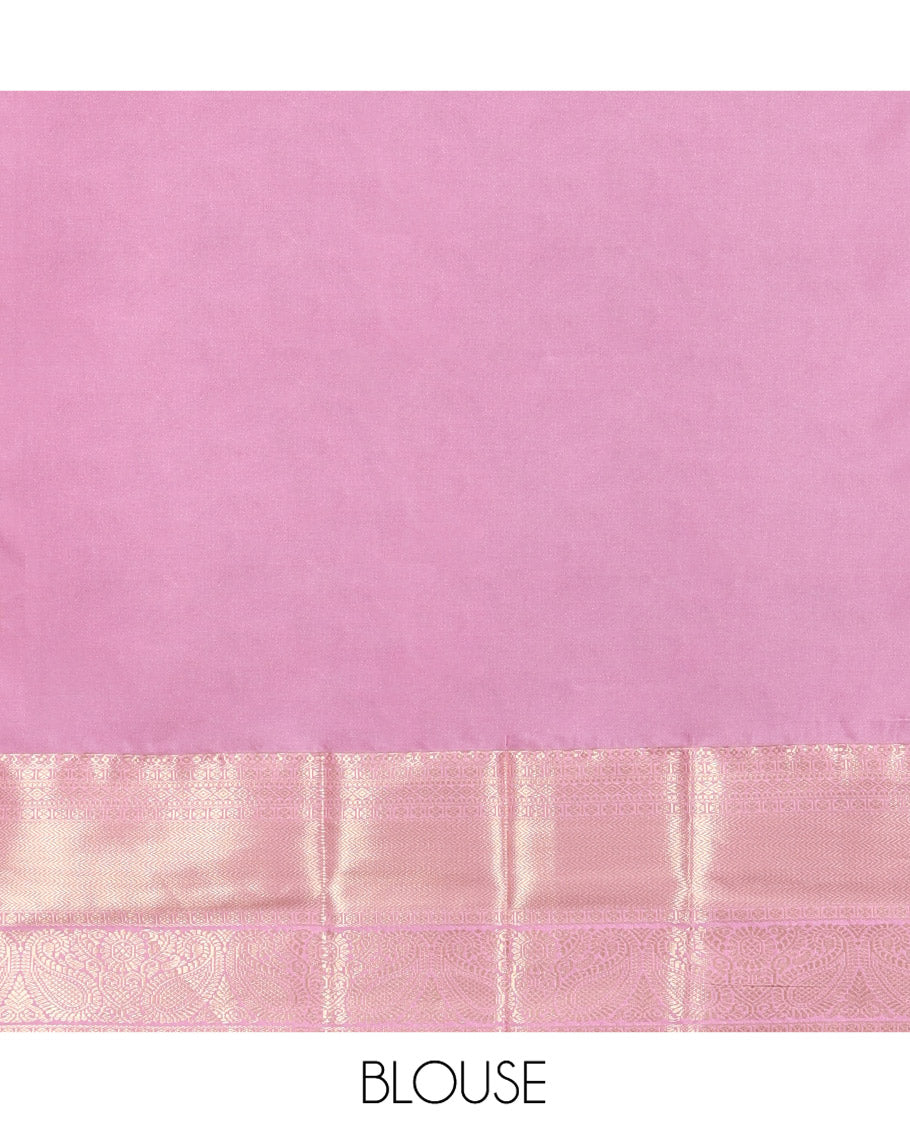 Green Budget Silk Saree, Bedecked with Zari Buttas All Over Its Body, Complemented by a Contrast Traditional Zari Design Border, Intricately Designed Pallu, and Paired with a Contrast Blouse