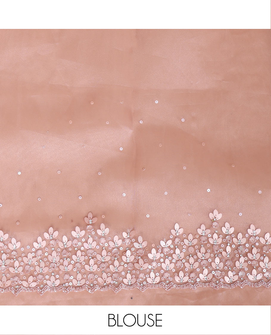 Pink Designer Saree, Beautified with Sequins Struck on Its Body, Highlighted by a Scallop Sequins Embroidered Border, Self-Pallu, and Paired with a Matching Blouse