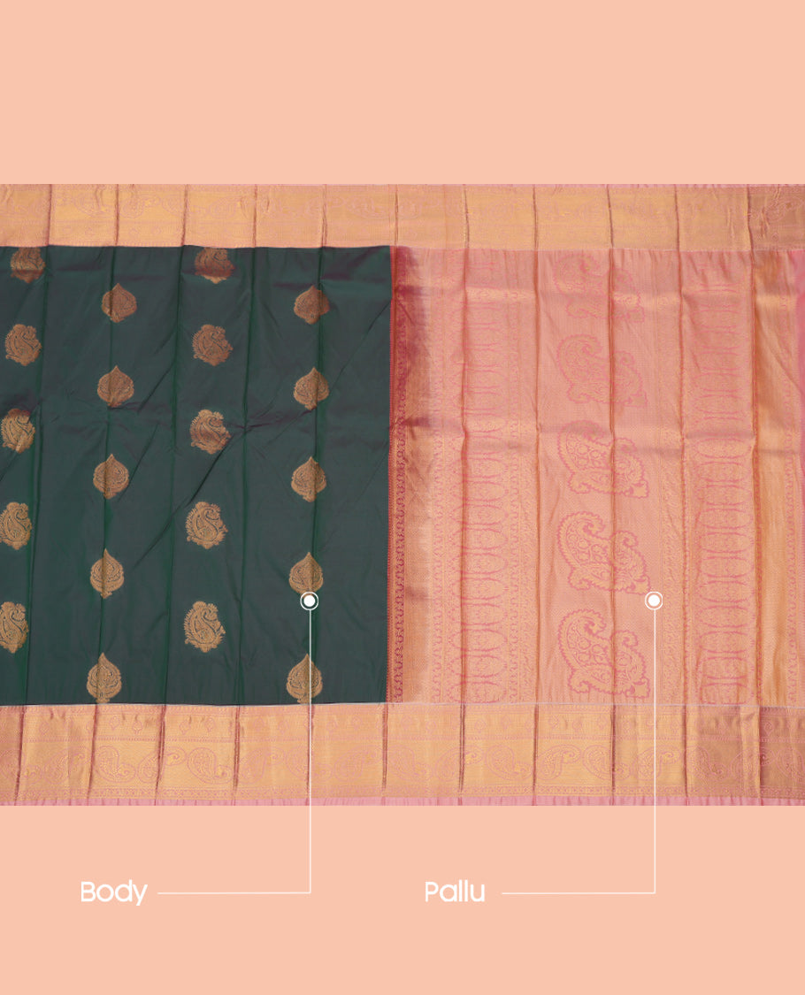 Green Dual-Toned Budget Silk Saree