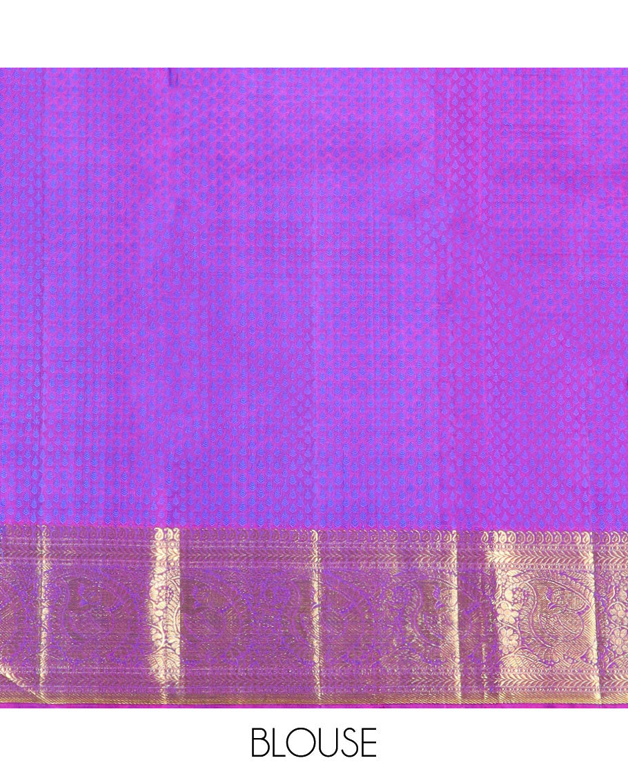 Blue jaal design silk saree with self intrcate zari design border & floral jaal design pallu