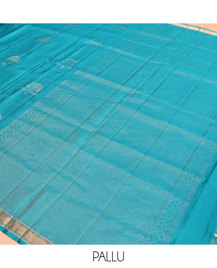 Blue Mayuri Lite Silk Mix Saree, Subtly Sparkled with Zari Buttas All Over Its Body, Highlighted by a Zari Border, Pallu of Vanki Designs, and Paired with a Matching Blouse