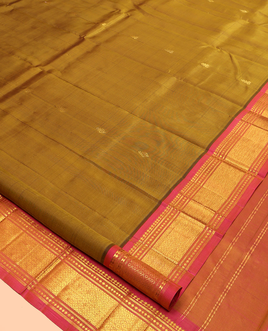 Mustard Zari Butta Kanchipuram Silk Saree