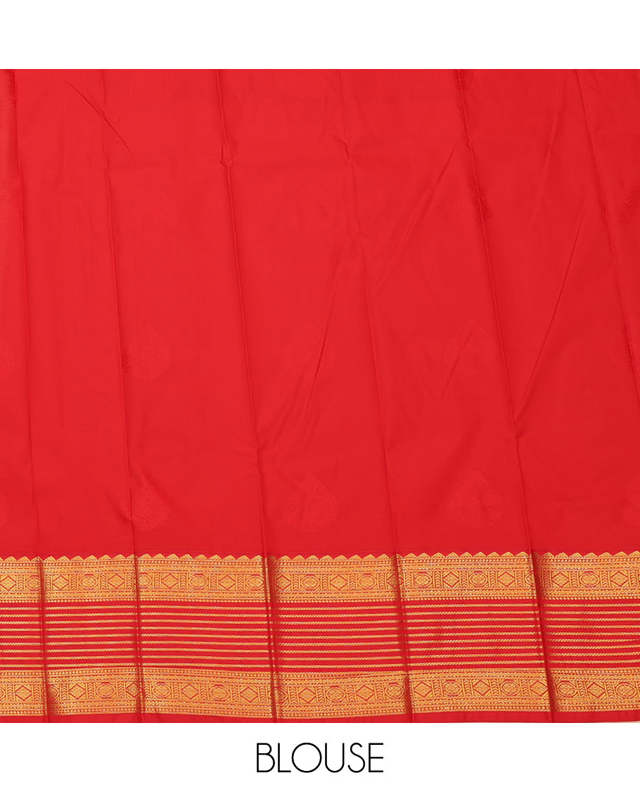 Brown Budget Silk Saree, Beautified with Zari Buttas, a Contrast Traditional Zari Border, Grand Pallu, and a Contrast Blouse