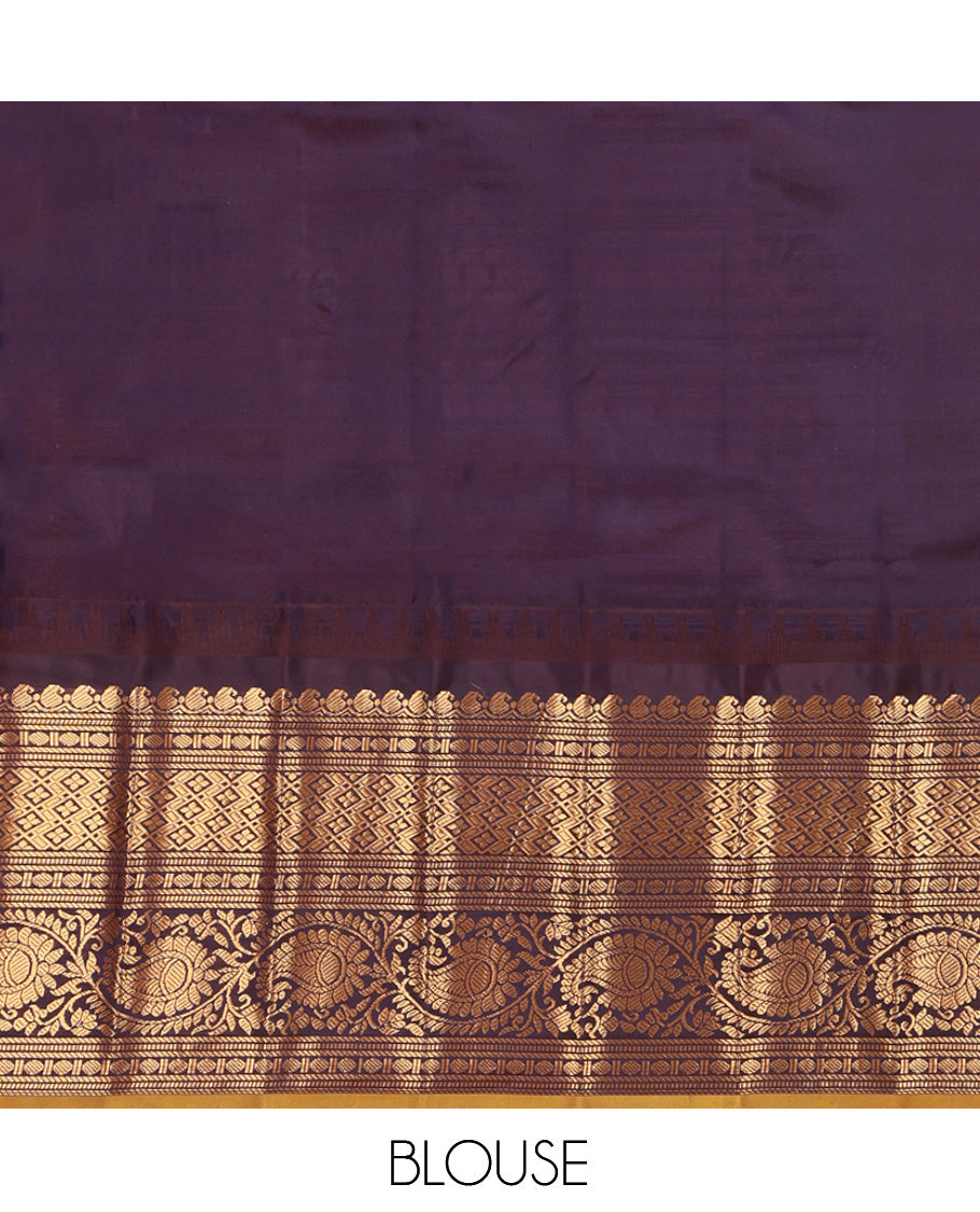 Red-Orange Gadwal Silk Mix Saree