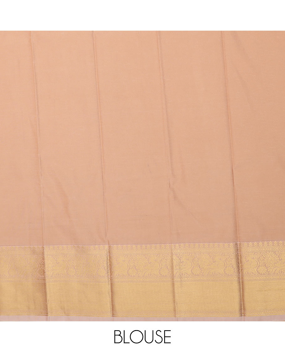 Purple zari buttas and striped gift saree, contraast traditional zari border, and pallu of jaal pallu