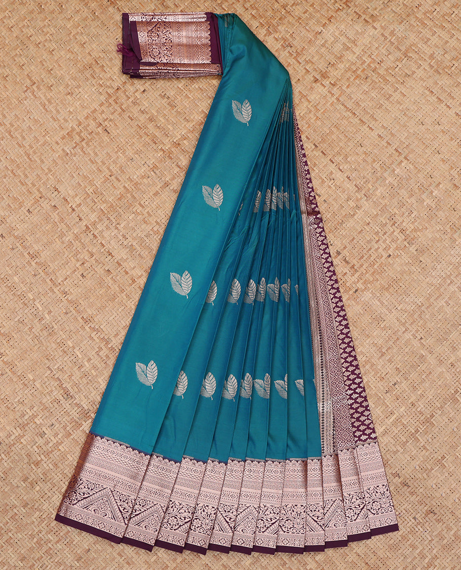 Blue Budget Silk Saree, Crafted with Zari Buttas, Complemented by a Contrast Traditional Zari Border, Grand Pallu, and a Contrast Blouse
