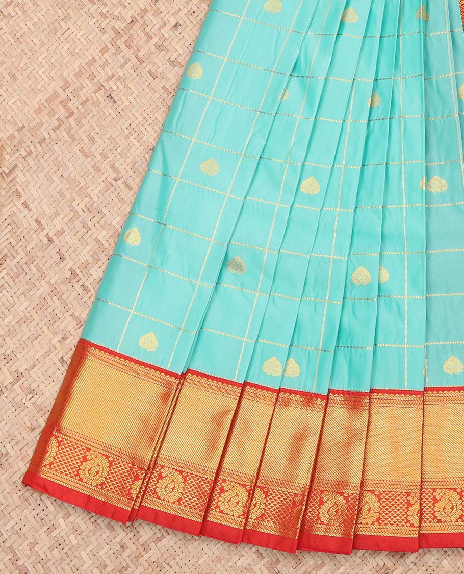 Blue Traditional Zari Design Border Budget Silk Saree
