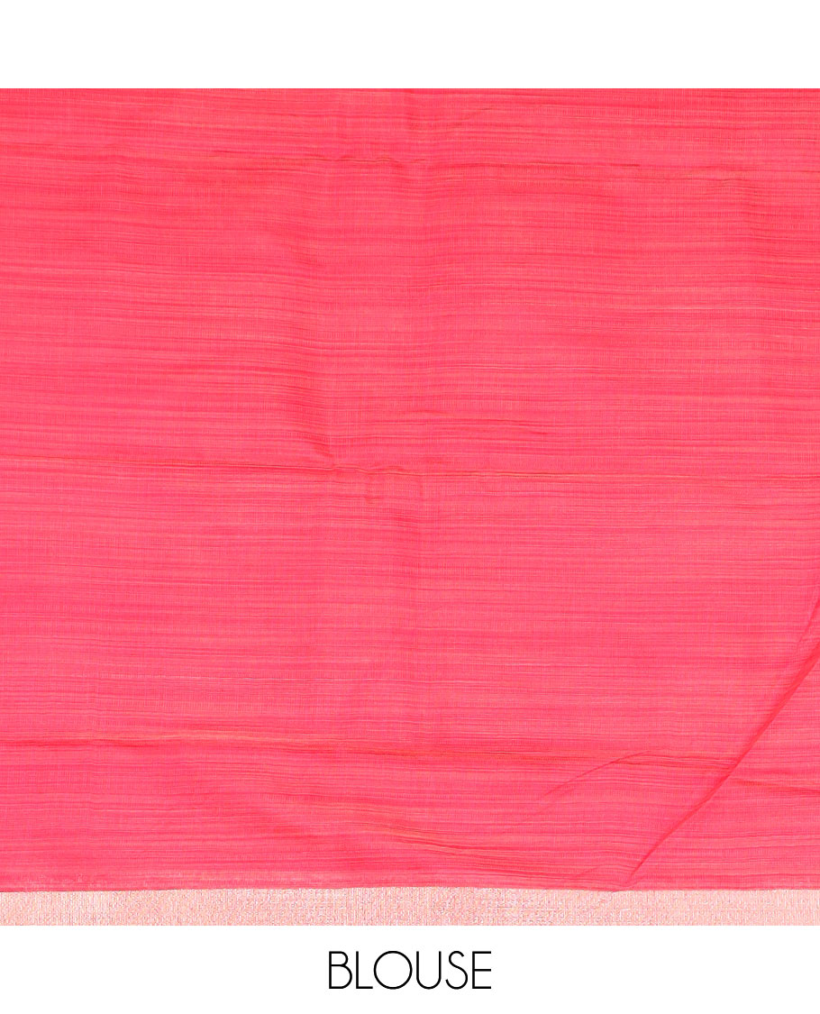 Green abstract floral buttas printed chirala cotton saree, printed border, and contrast floral print pallu