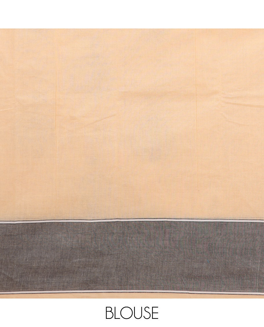 Light sandal floral motifs printed chirala cotton saree, contrast border pictures crow sitting on string design and printed pallu