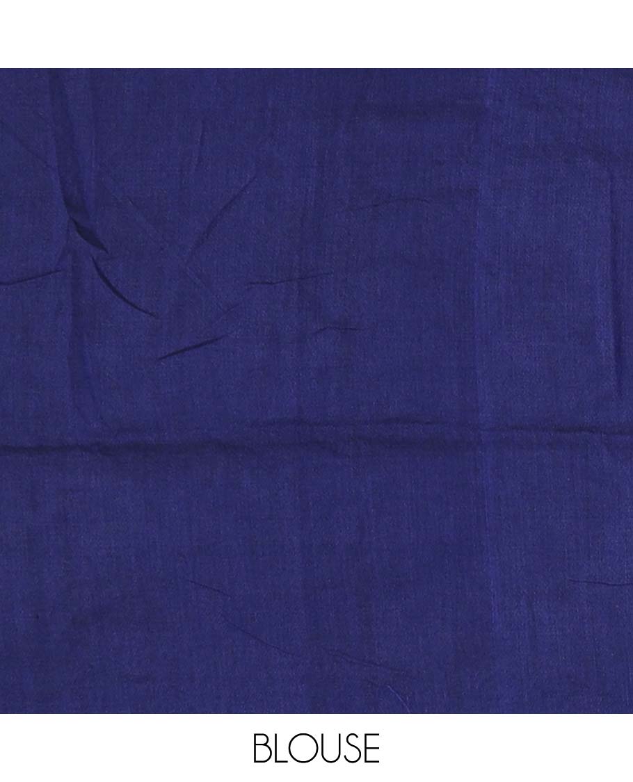 Blue Khadi Cotton Saree Creatively Embroidered with Colorful Butterfly Motifs, Pallu Beautifully Decked Up with Butterfly Embroidery, and Paired with a Matching Blouse