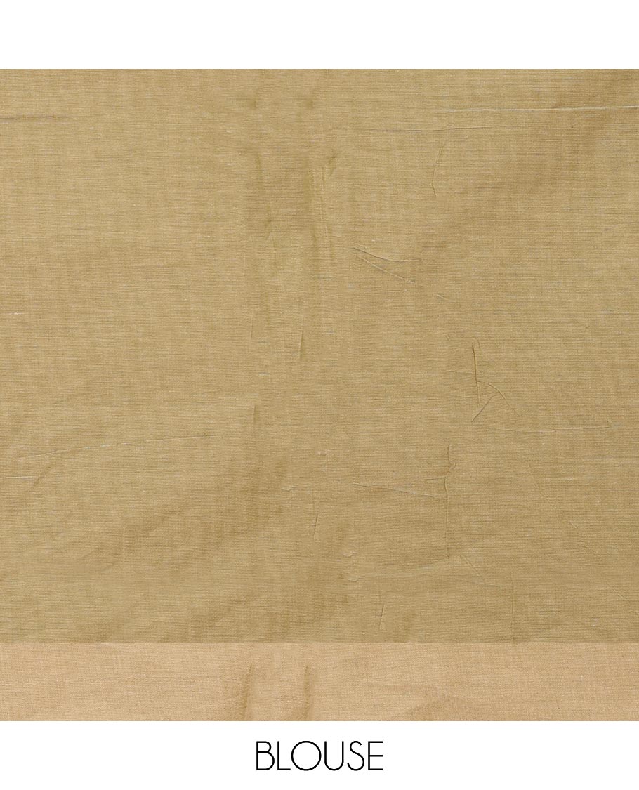 Green buttas Kanchi cotton saree, plain border, and pallu of floral design