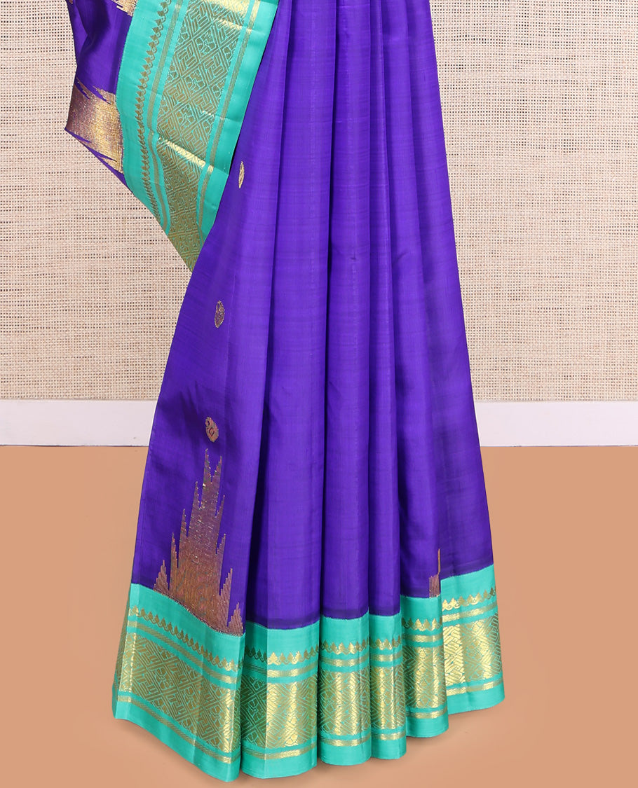 Violet Woven Kanchipuram Silk Saree