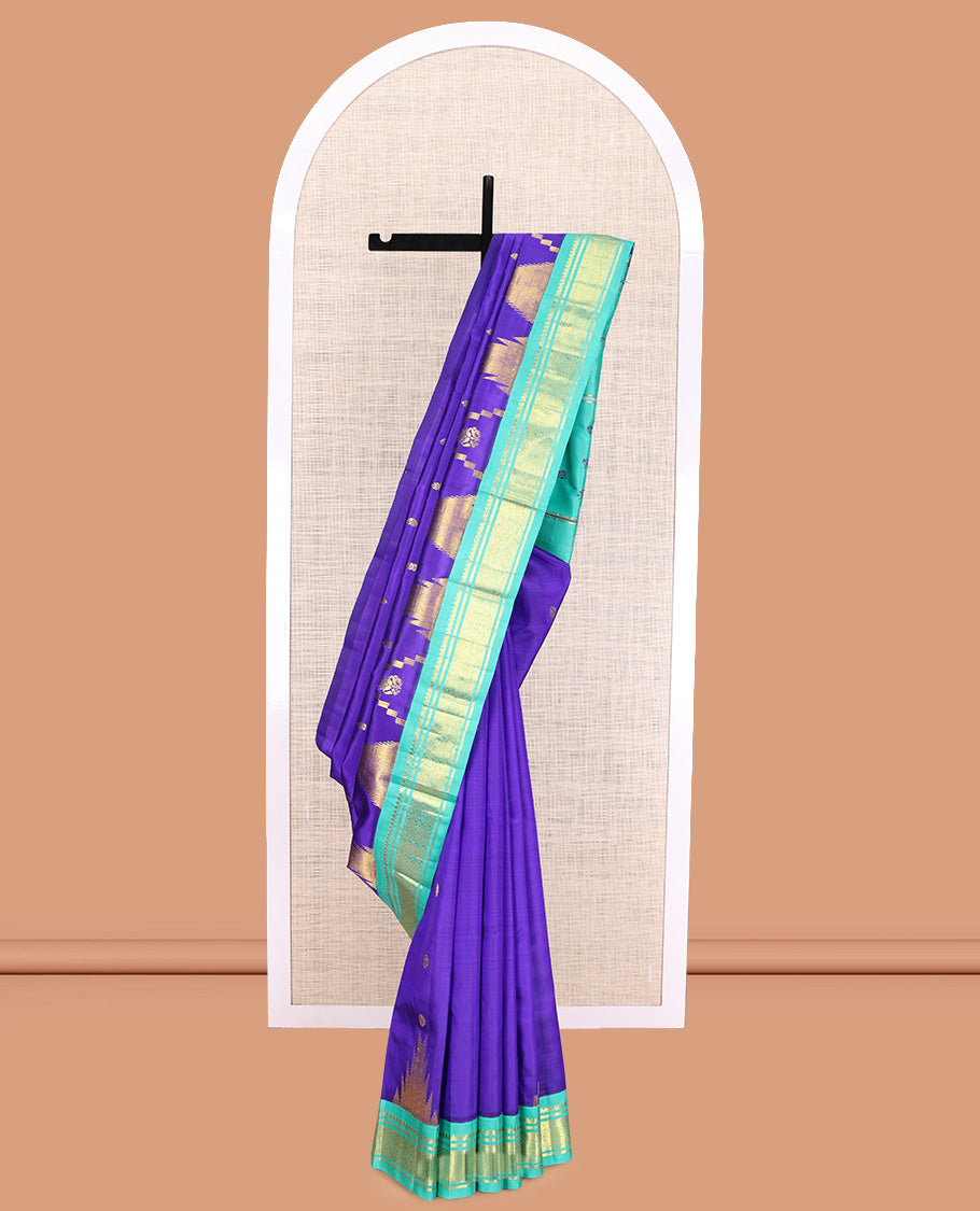 Violet Woven Kanchipuram Silk Saree