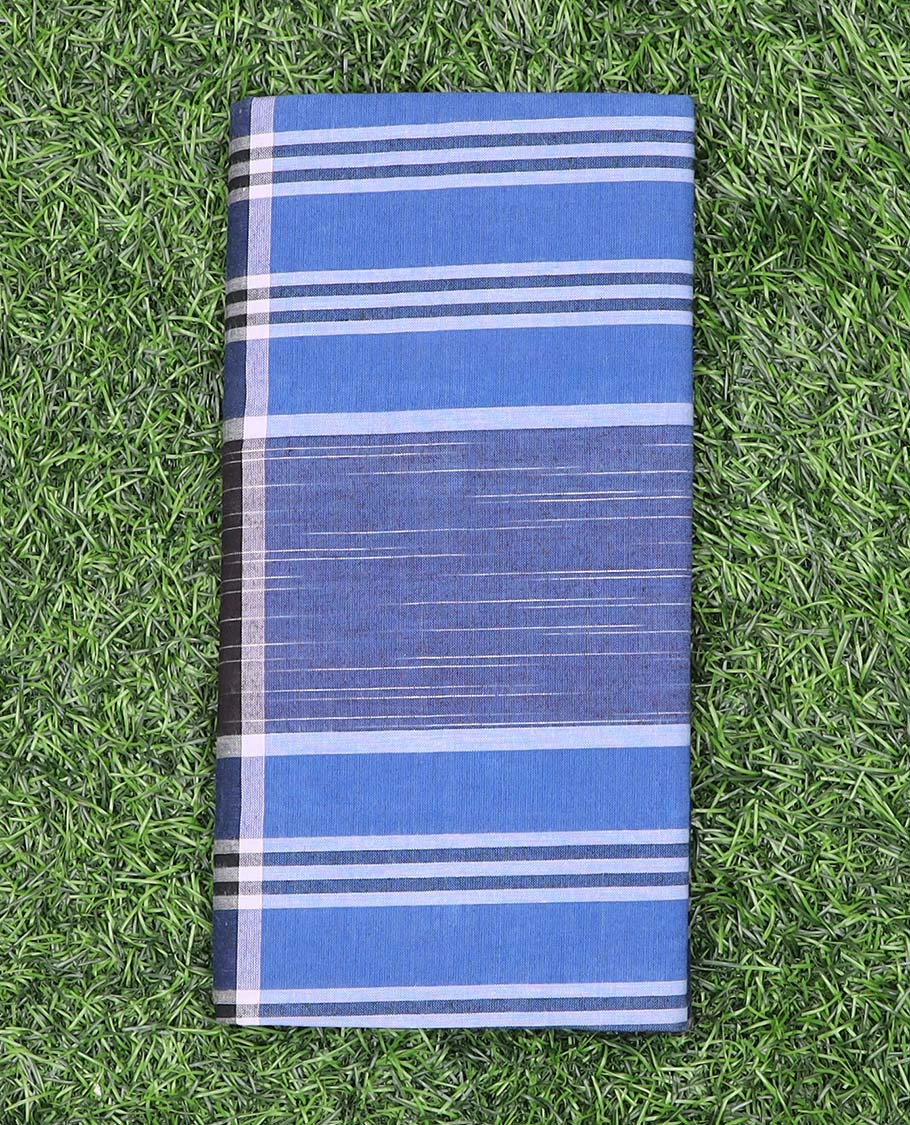 Blue vertical and horizontal striped cozy cotton lungi