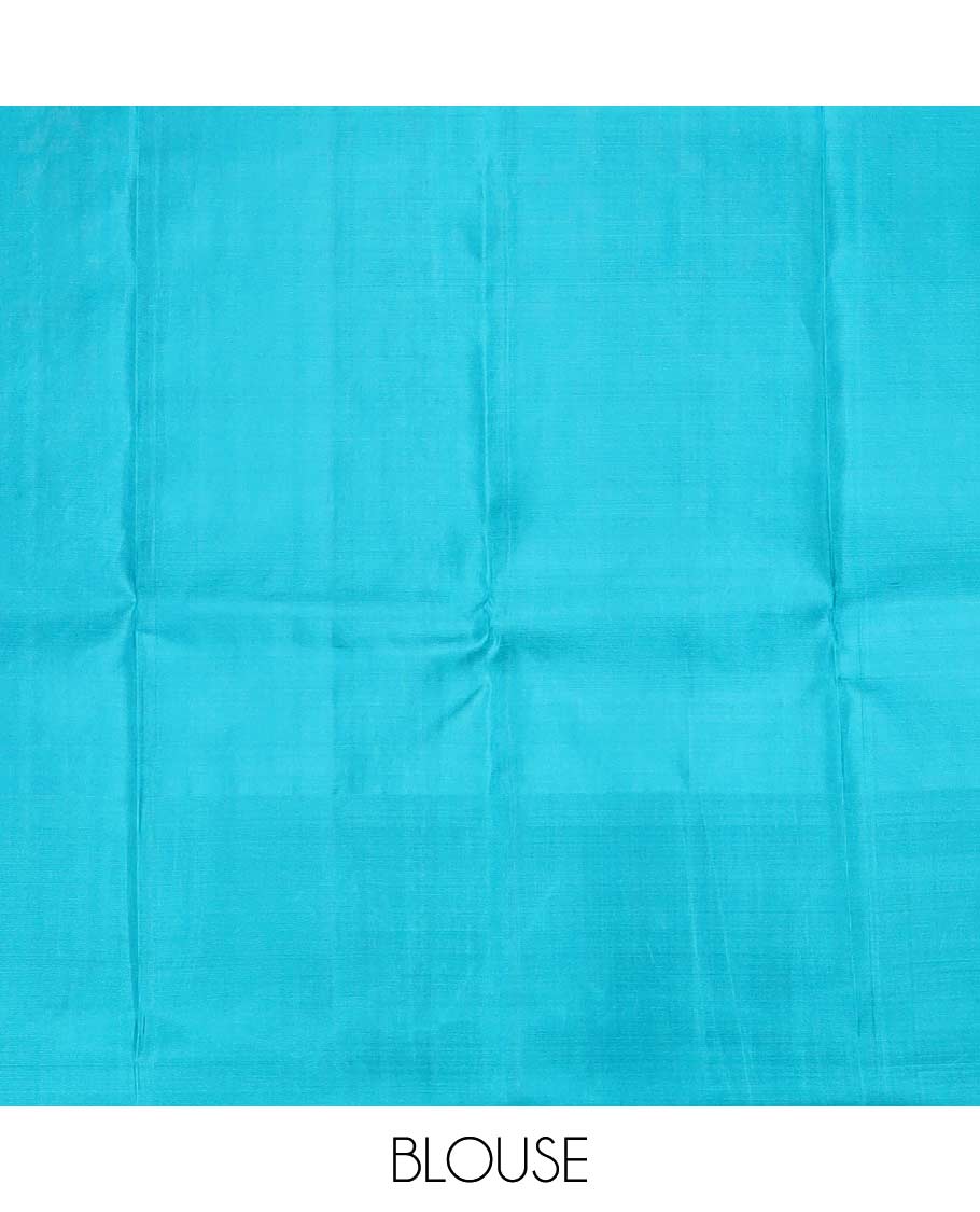 Light pink mayuri soft silk saree with contrast bird design border & striped leaf design pallu