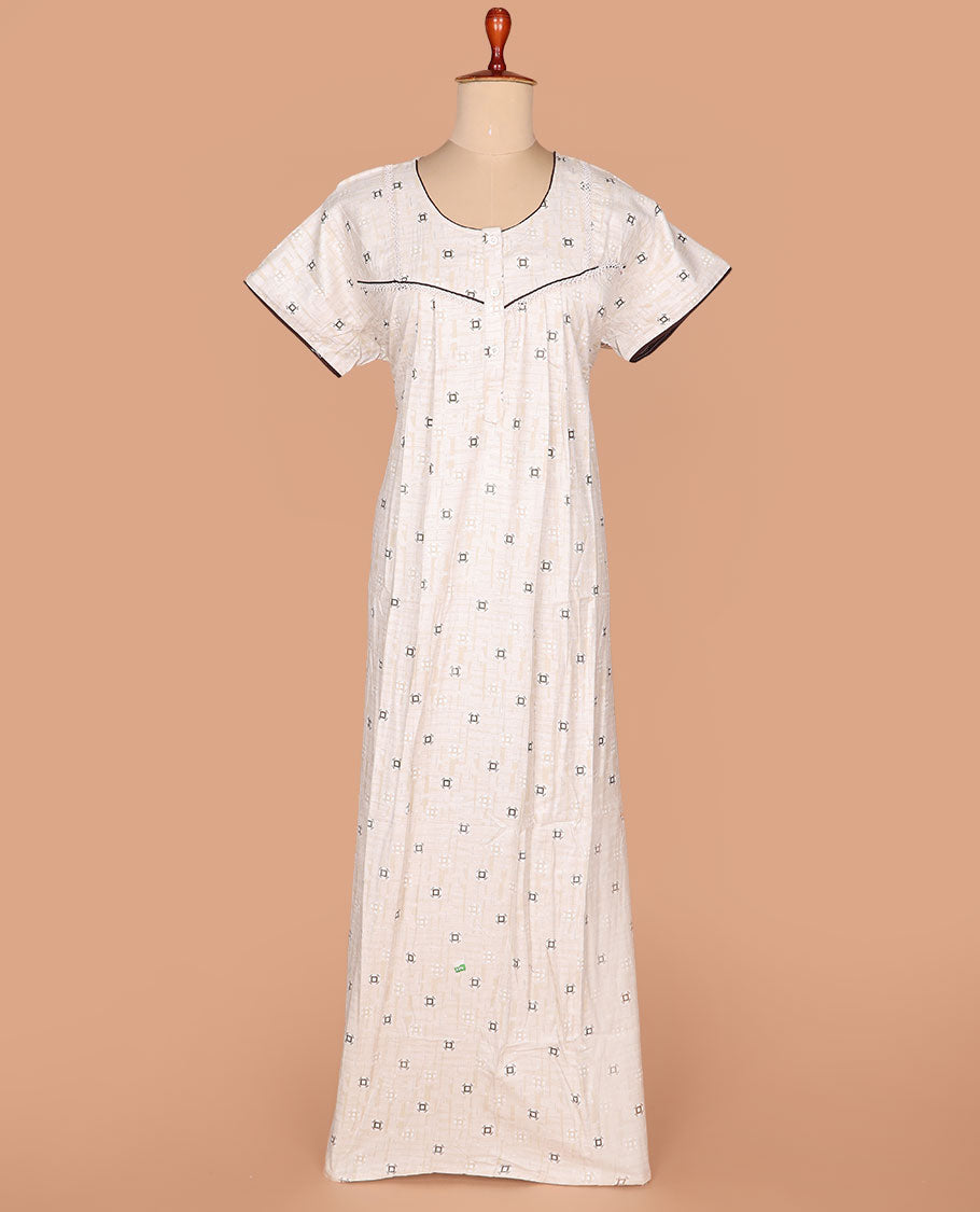 Sandal geometric printed with round neck half-sleeve nighty